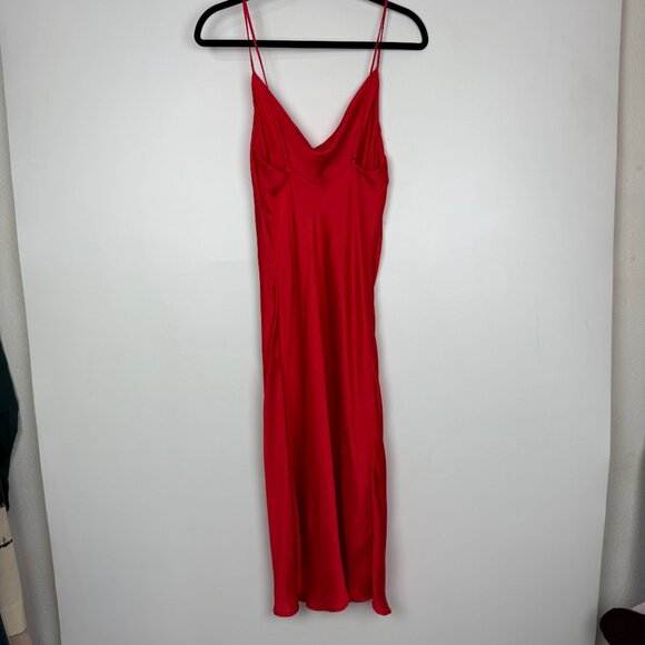 NWT Bardot Satin Cowl Neck Sleeveless Midi Dress Fire Red Size 6 Small - Picture 5 of 12